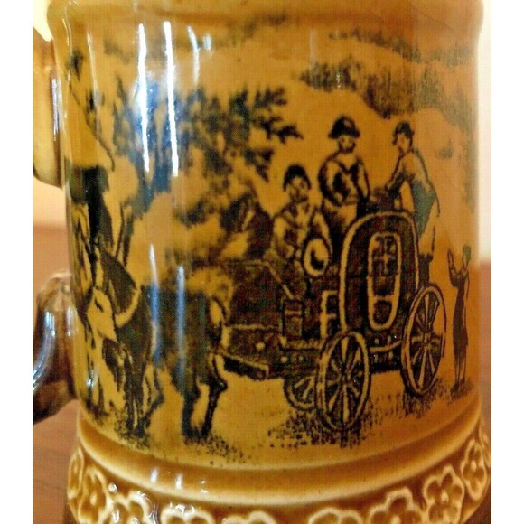 Steins Vintage Japan Victorian Carriage Stagecoach Scene Mugs Relco Set of 2 - Picture 5 of 11